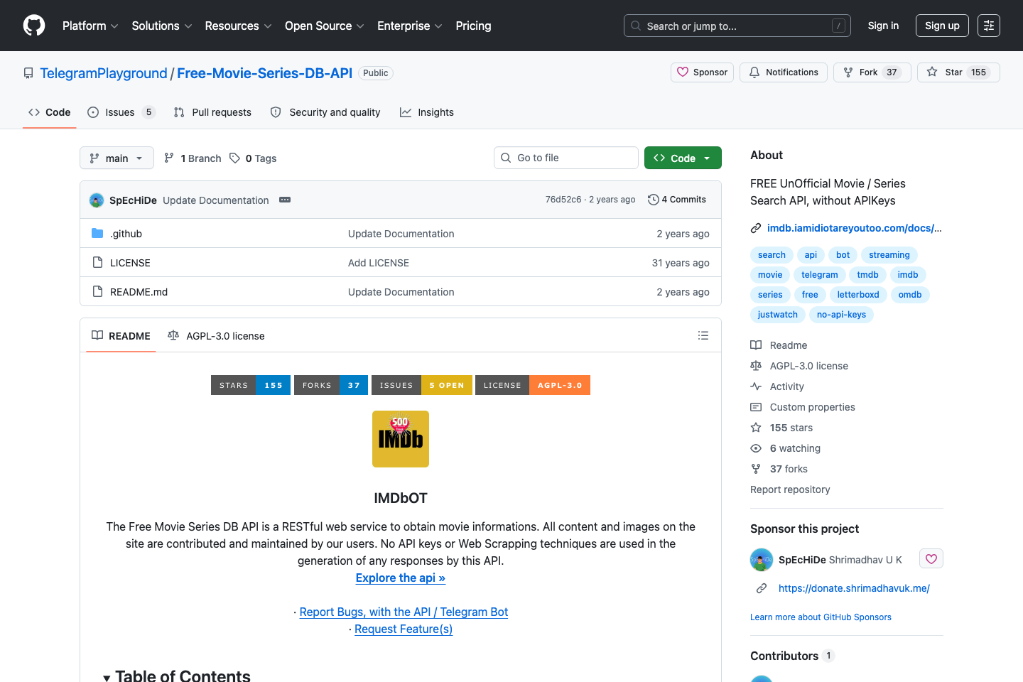 IMDbOT documentation page
