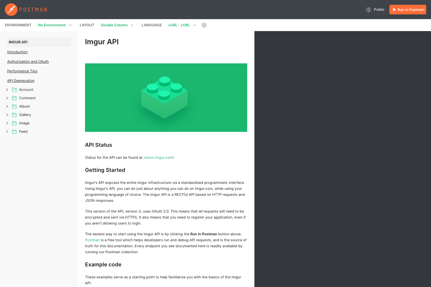 Imgur documentation page