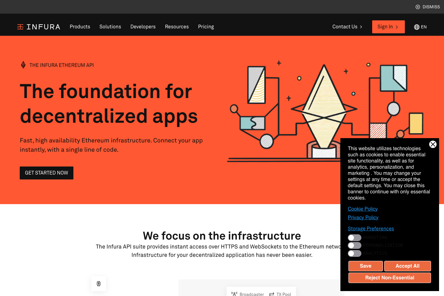 INFURA Ethereum documentation page