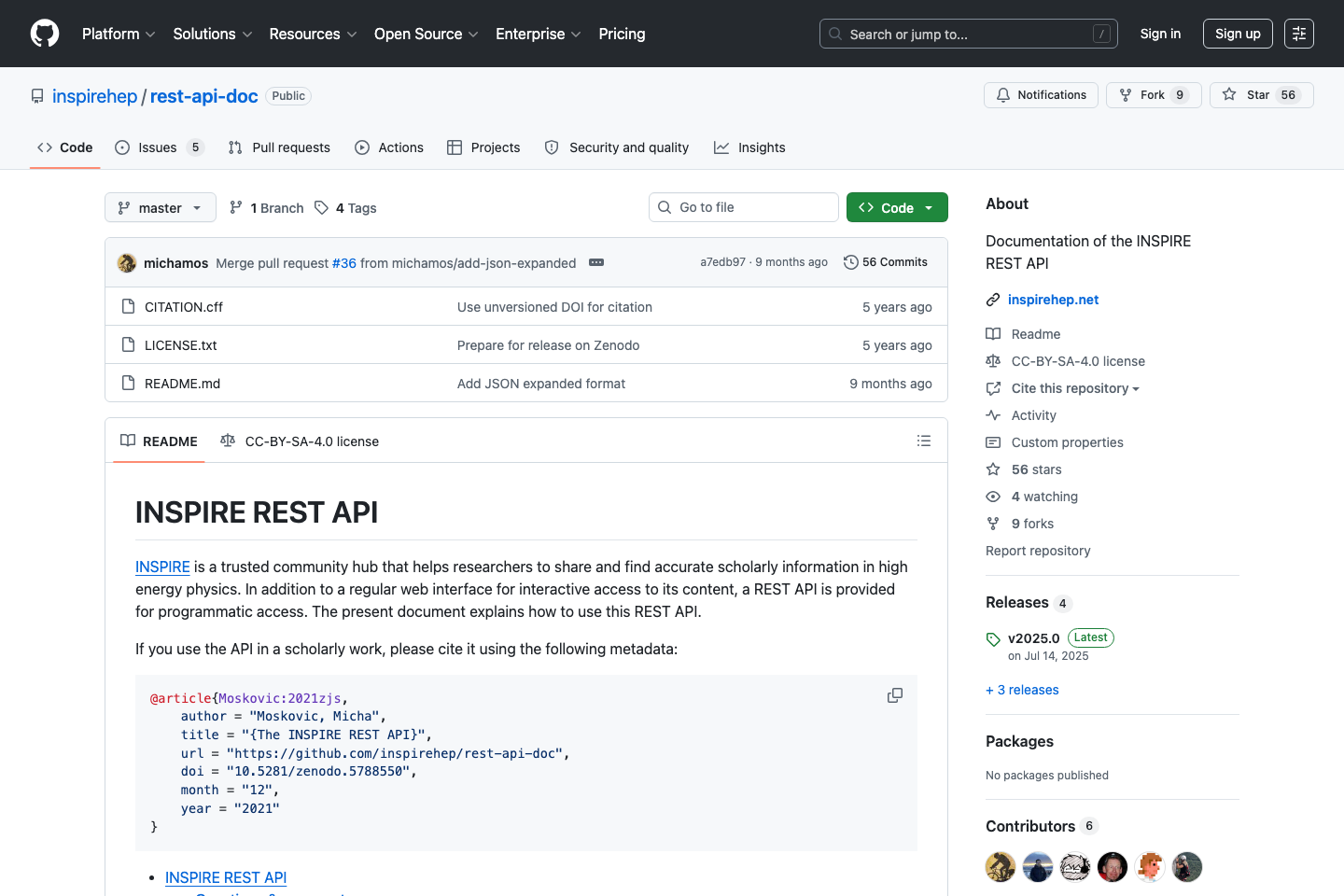 inspirehep.net documentation page