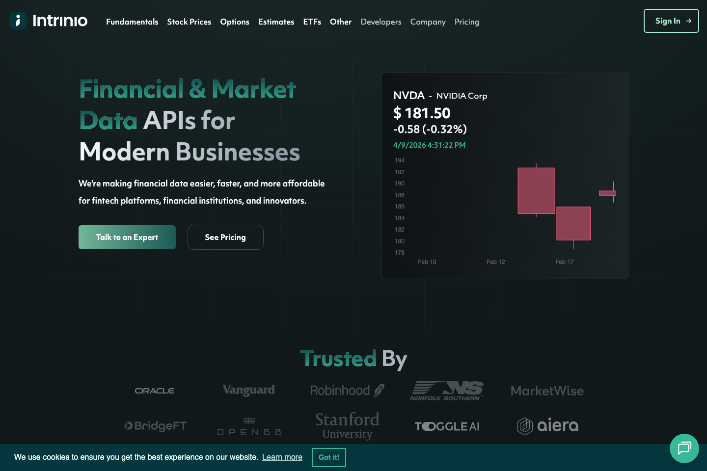 Intrinio documentation page