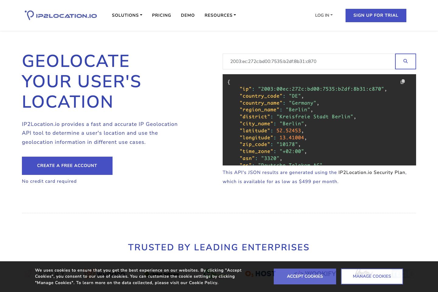 IP2Location.io documentation page