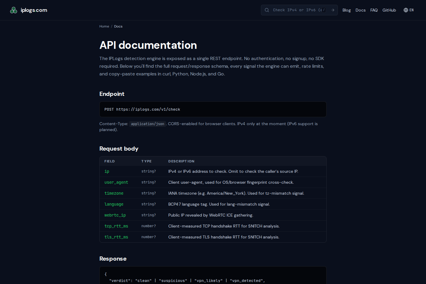 IPLogs documentation page