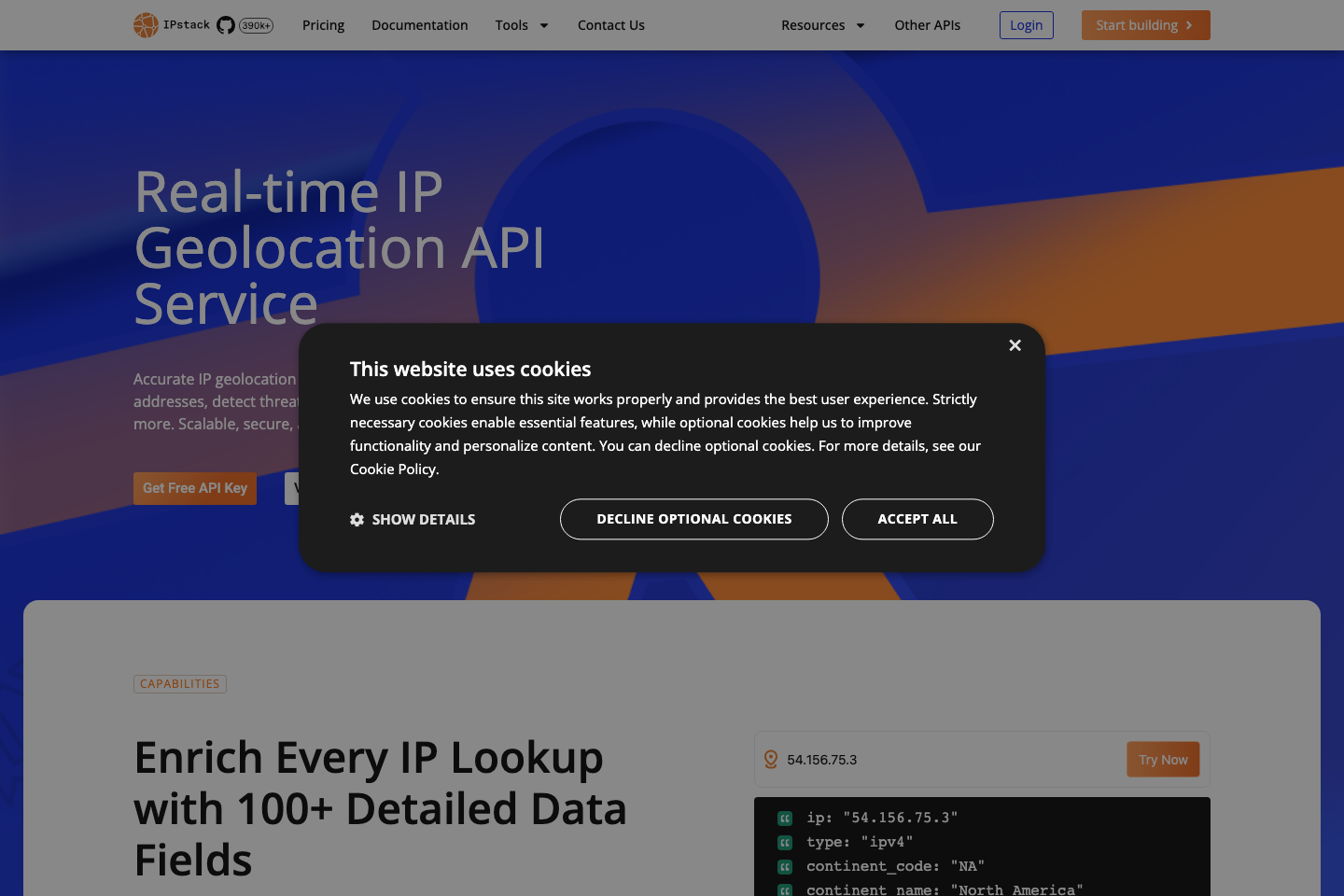ipstack documentation page