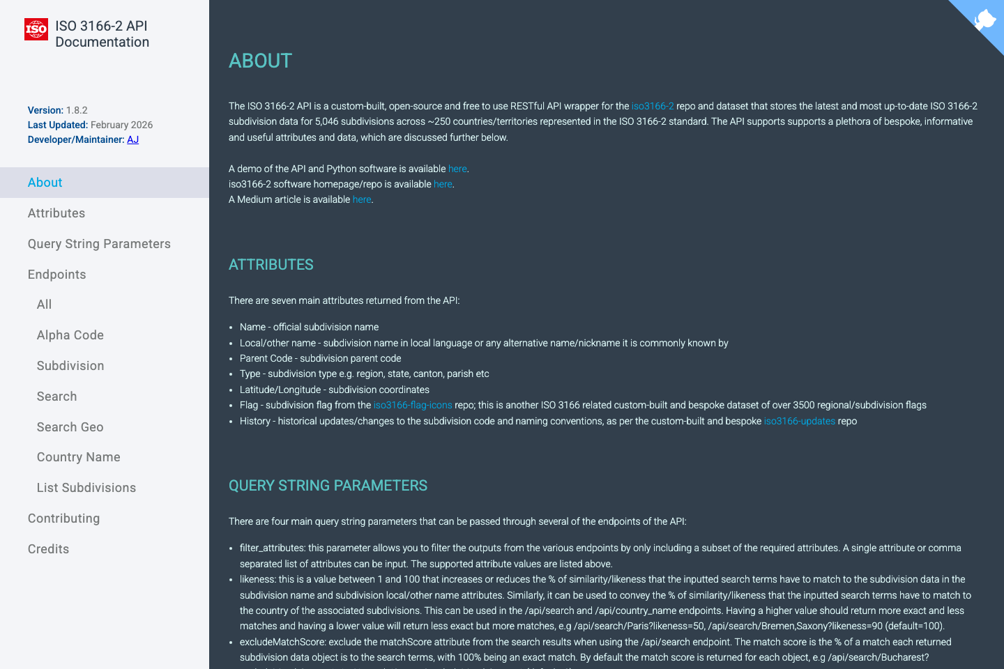 ISO 3166-2 API documentation page