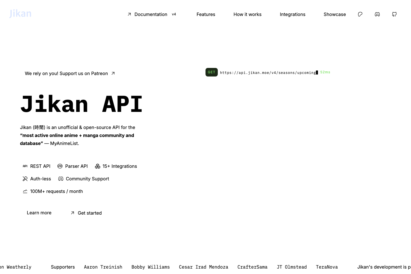Jikan documentation page