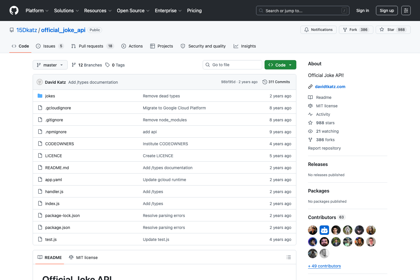 Jokes documentation page