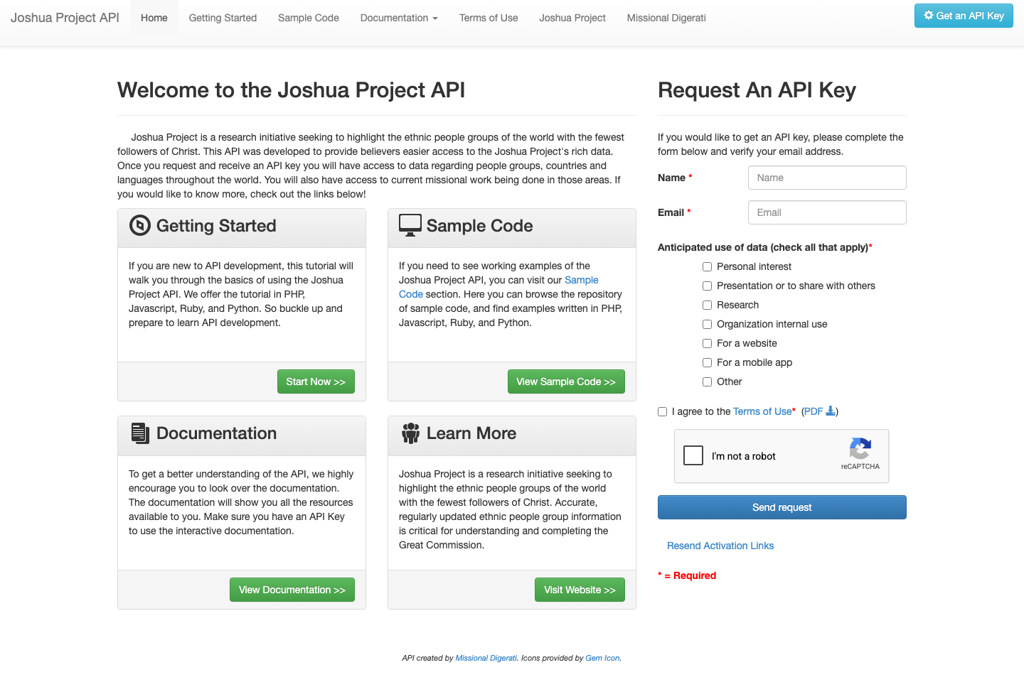 Joshua Project documentation page