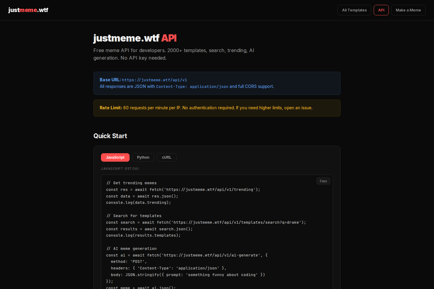 justmeme.wtf documentation page