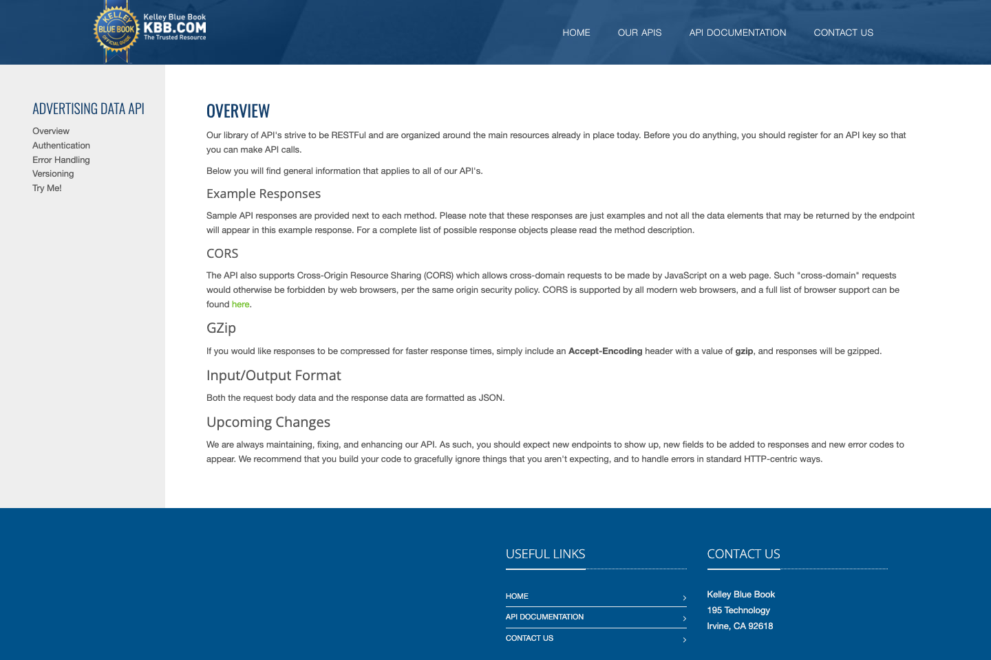 Kelley Blue Book documentation page