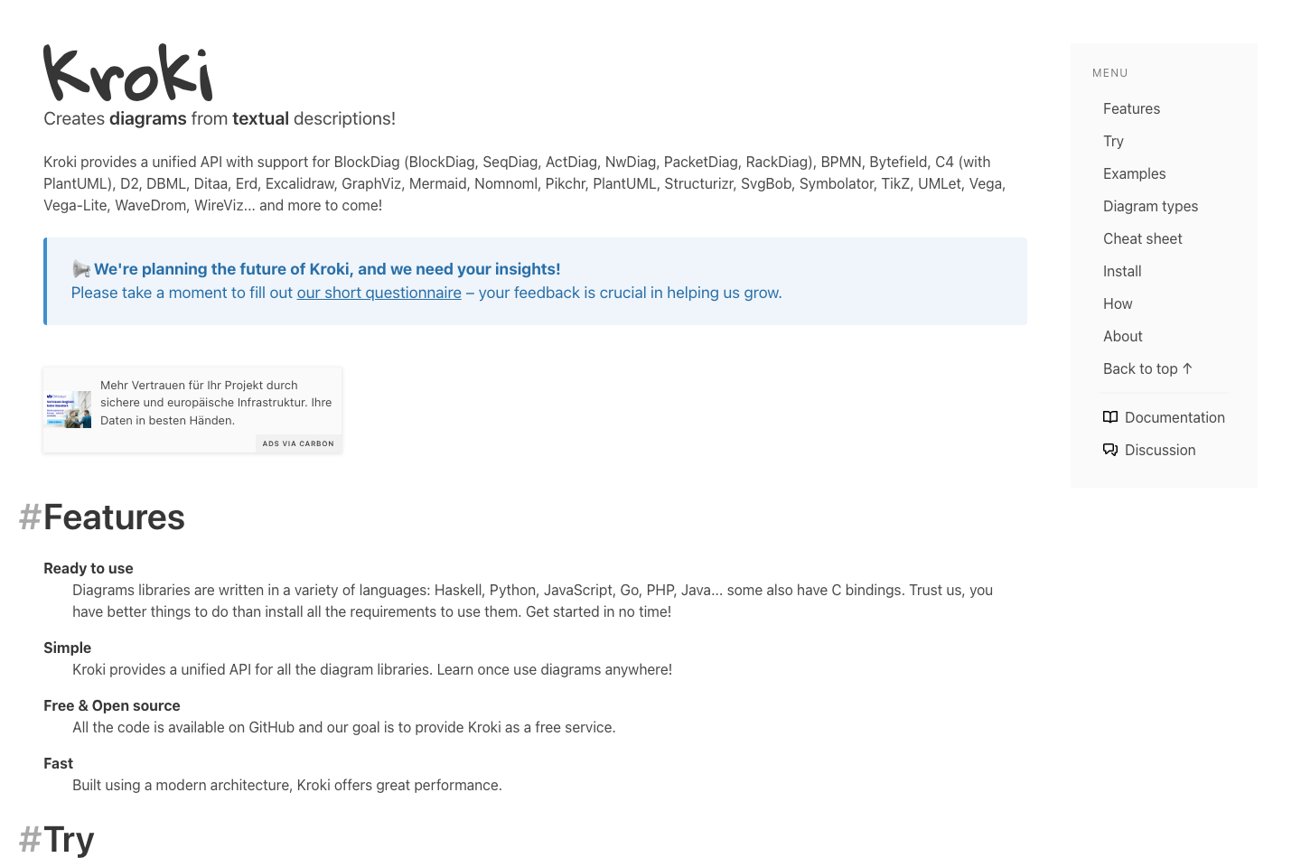 Kroki documentation page