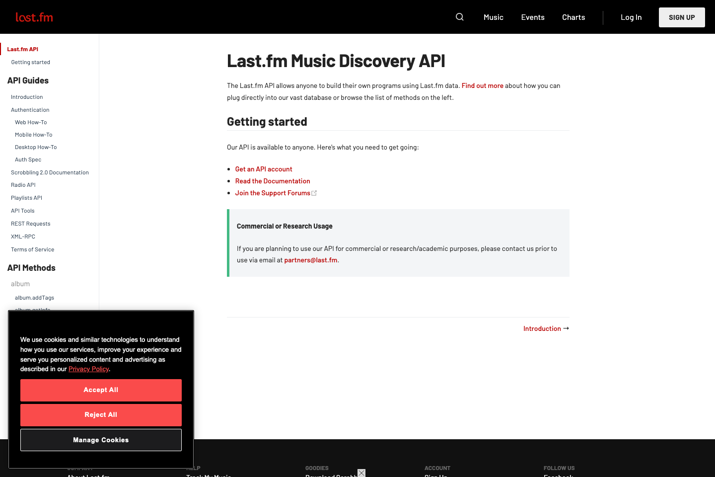 LastFm documentation page