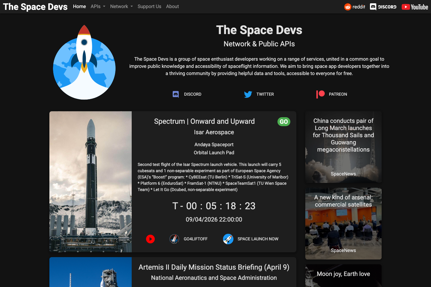 Launch Library documentation page