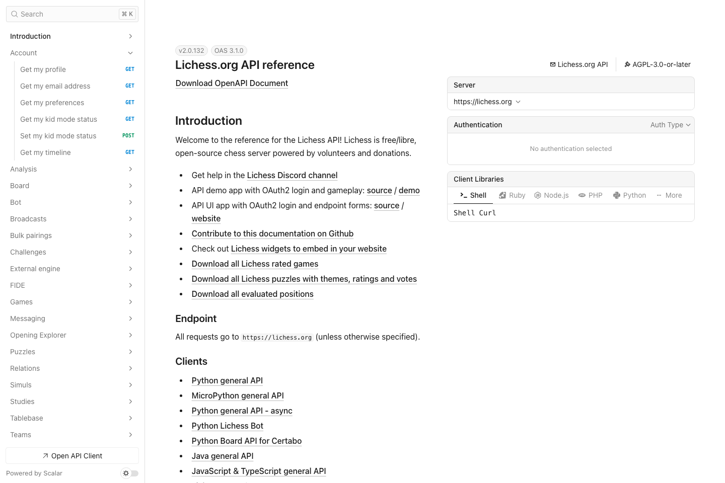 Lichess documentation page