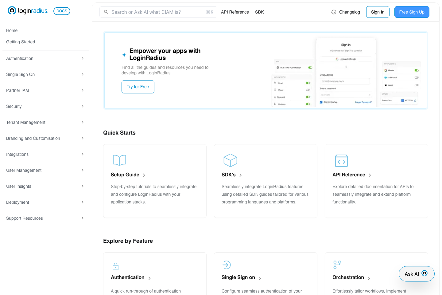 LoginRadius documentation page
