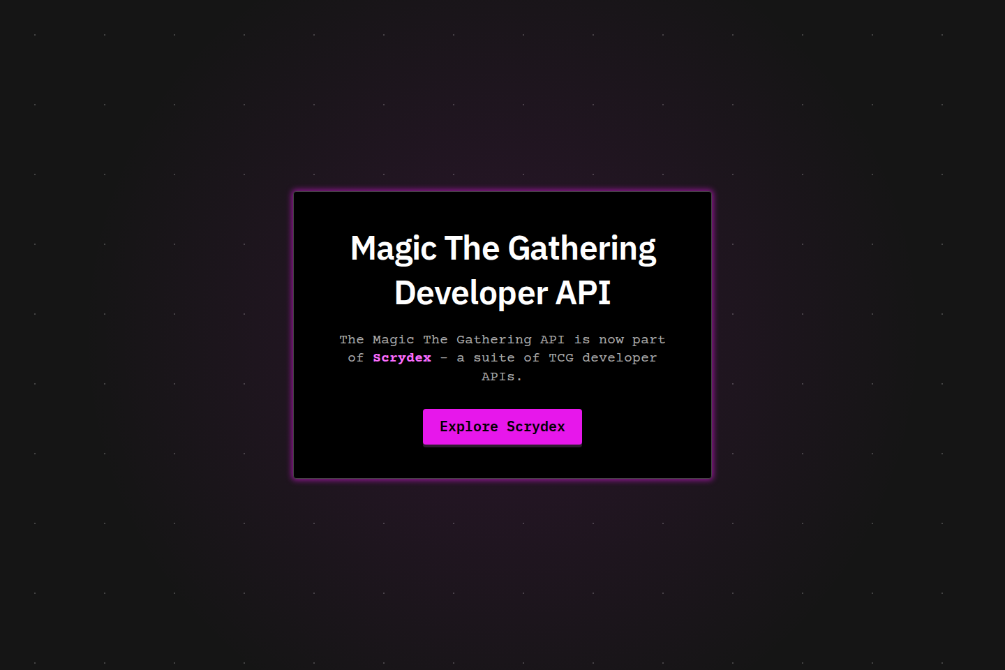 Magic The Gathering documentation page