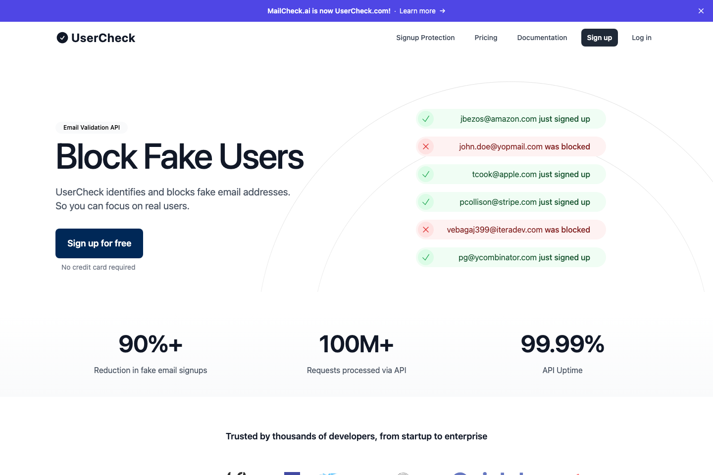 MailCheck.ai documentation page