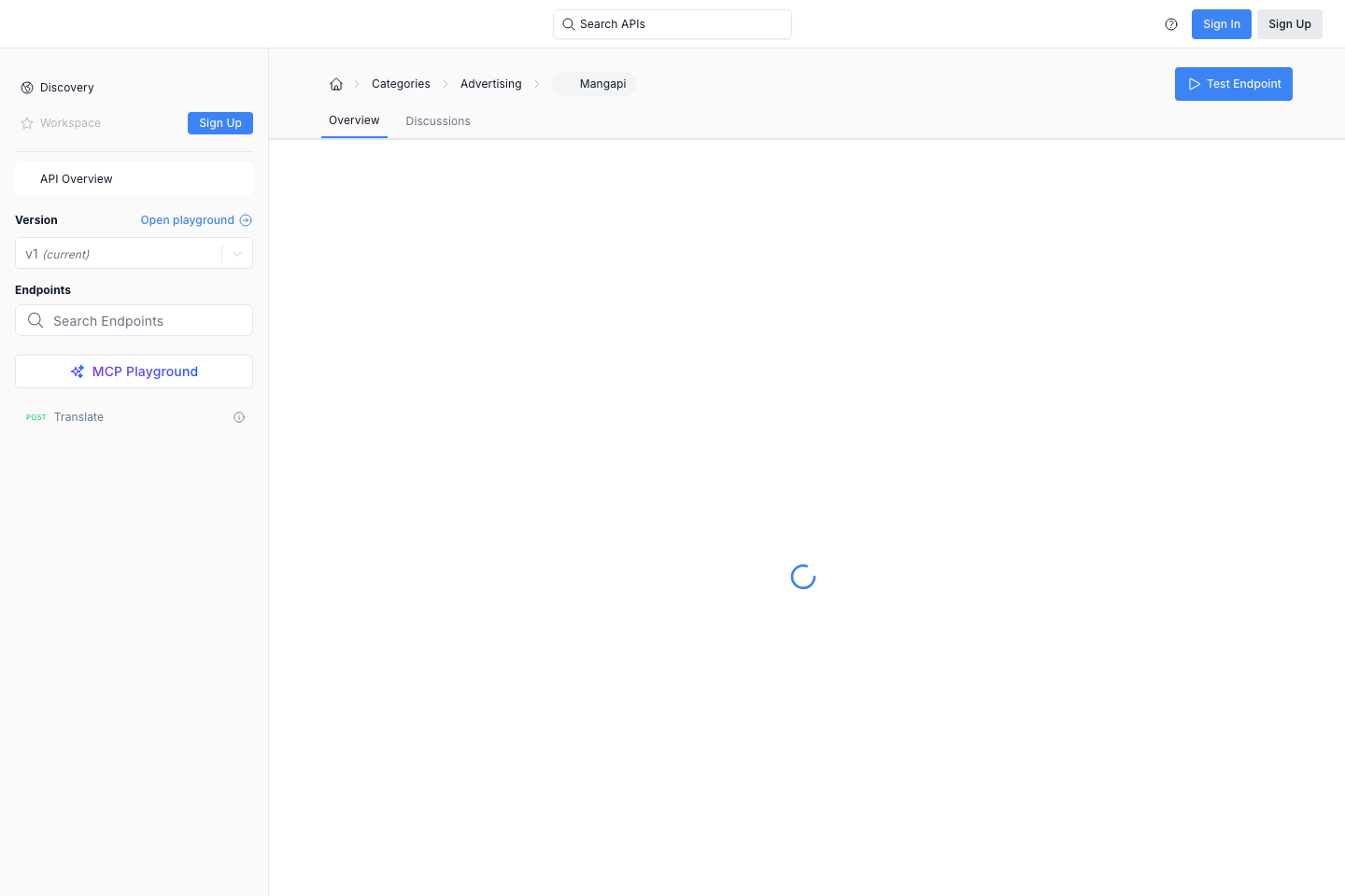 Mangapi documentation page