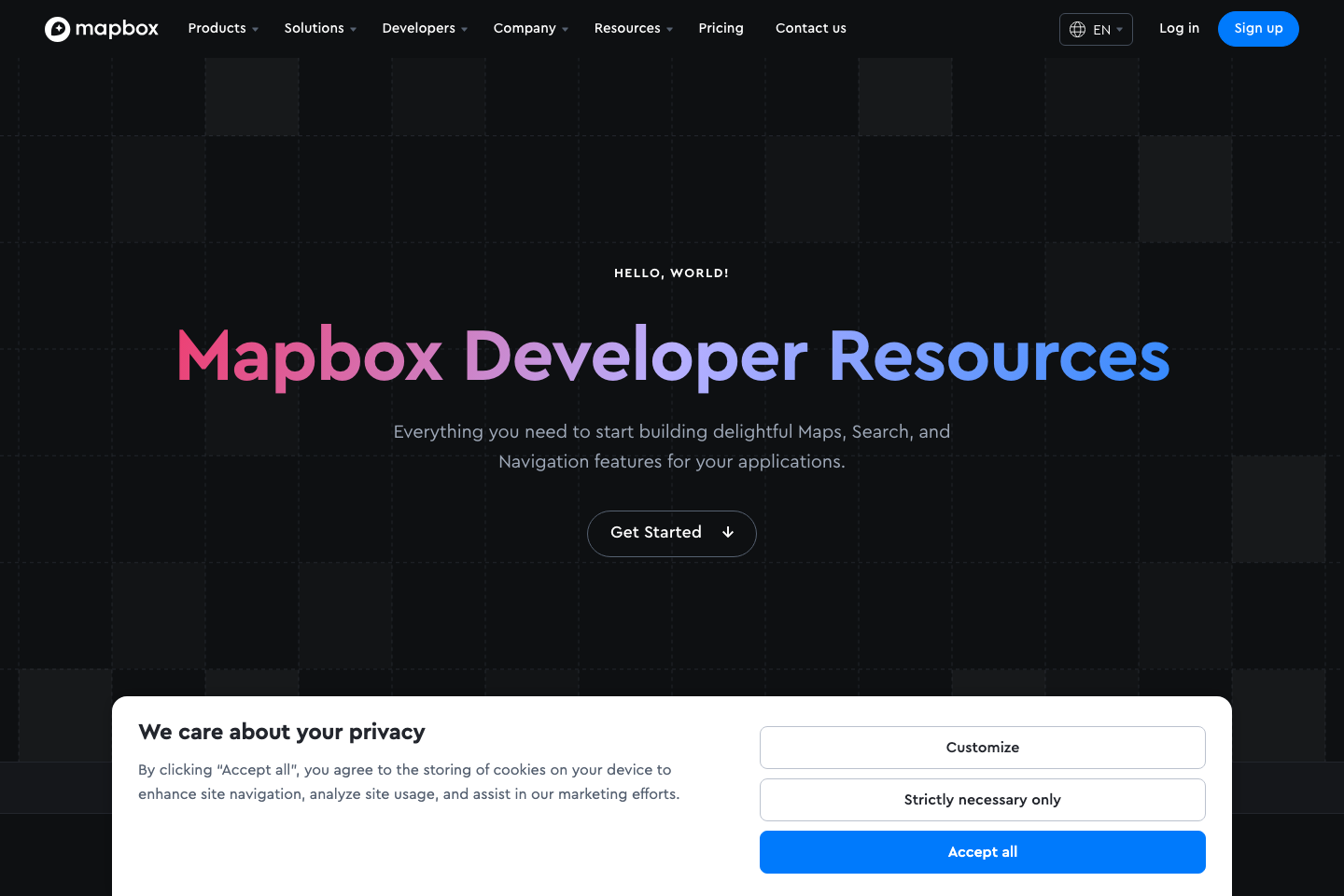 Mapbox documentation page
