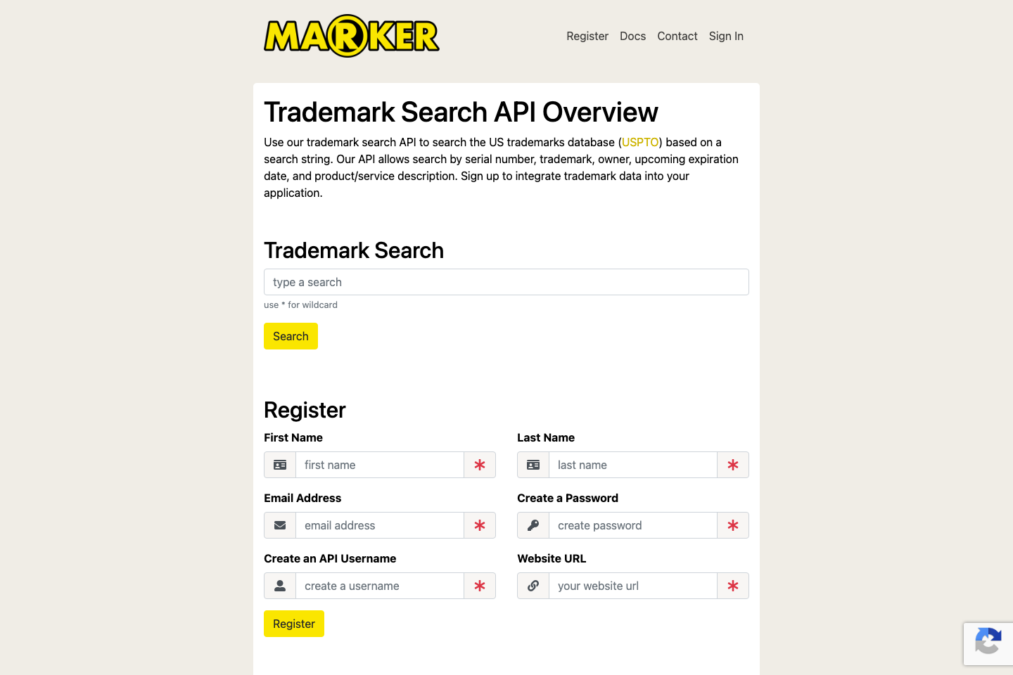 markerapi documentation page
