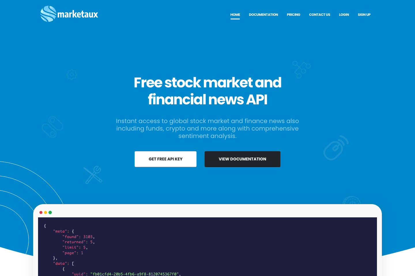 MarketAux documentation page