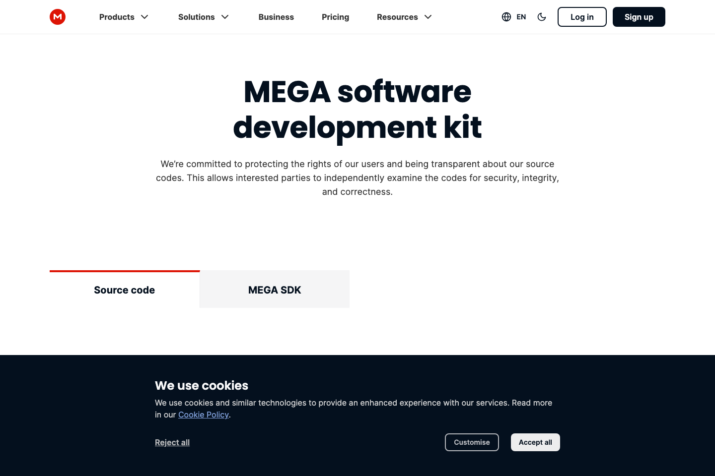 Mega.nz documentation page