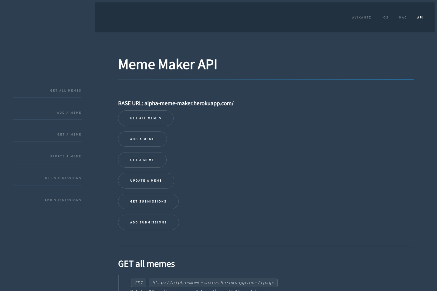 Meme Maker documentation page