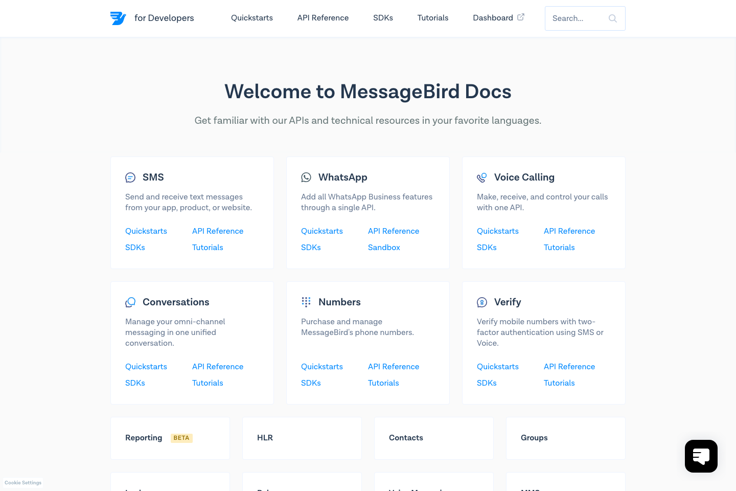 MessageBird documentation page