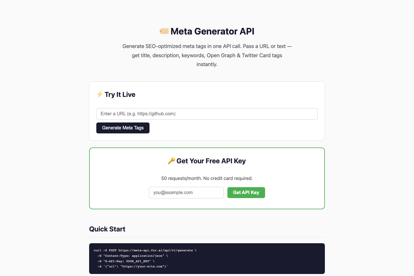 Meta Generator documentation page