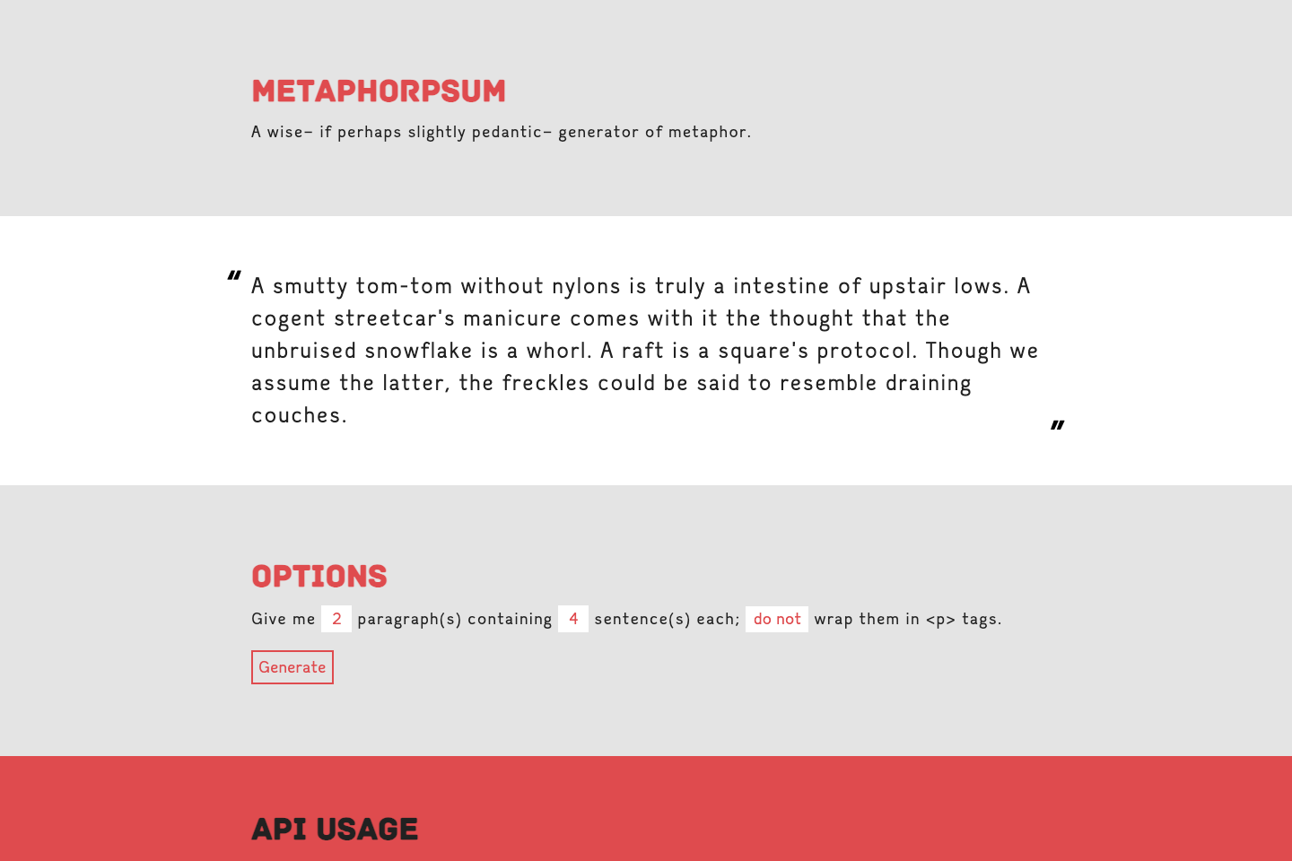 Metaphorsum documentation page