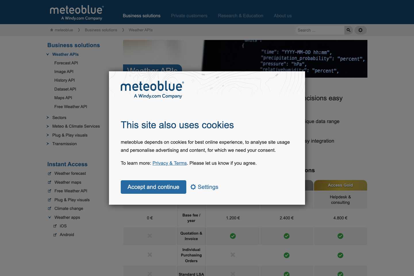 Meteoblue documentation page