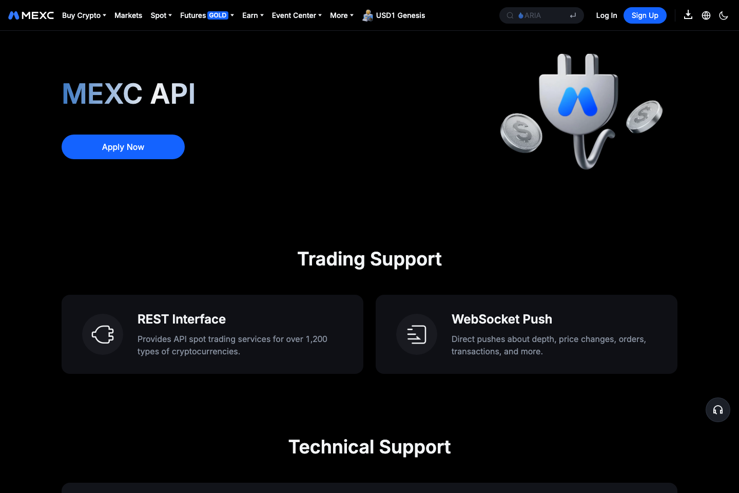 MEXC Global documentation page
