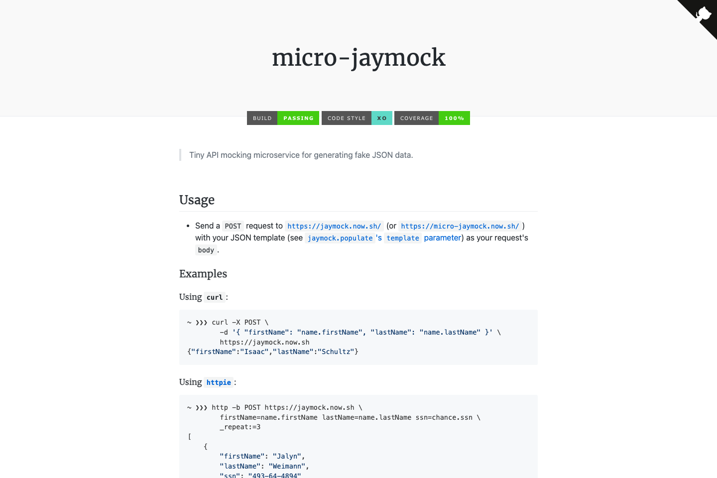 Micro-Jaymock documentation page
