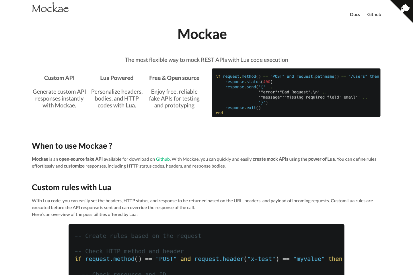 Mockae documentation page