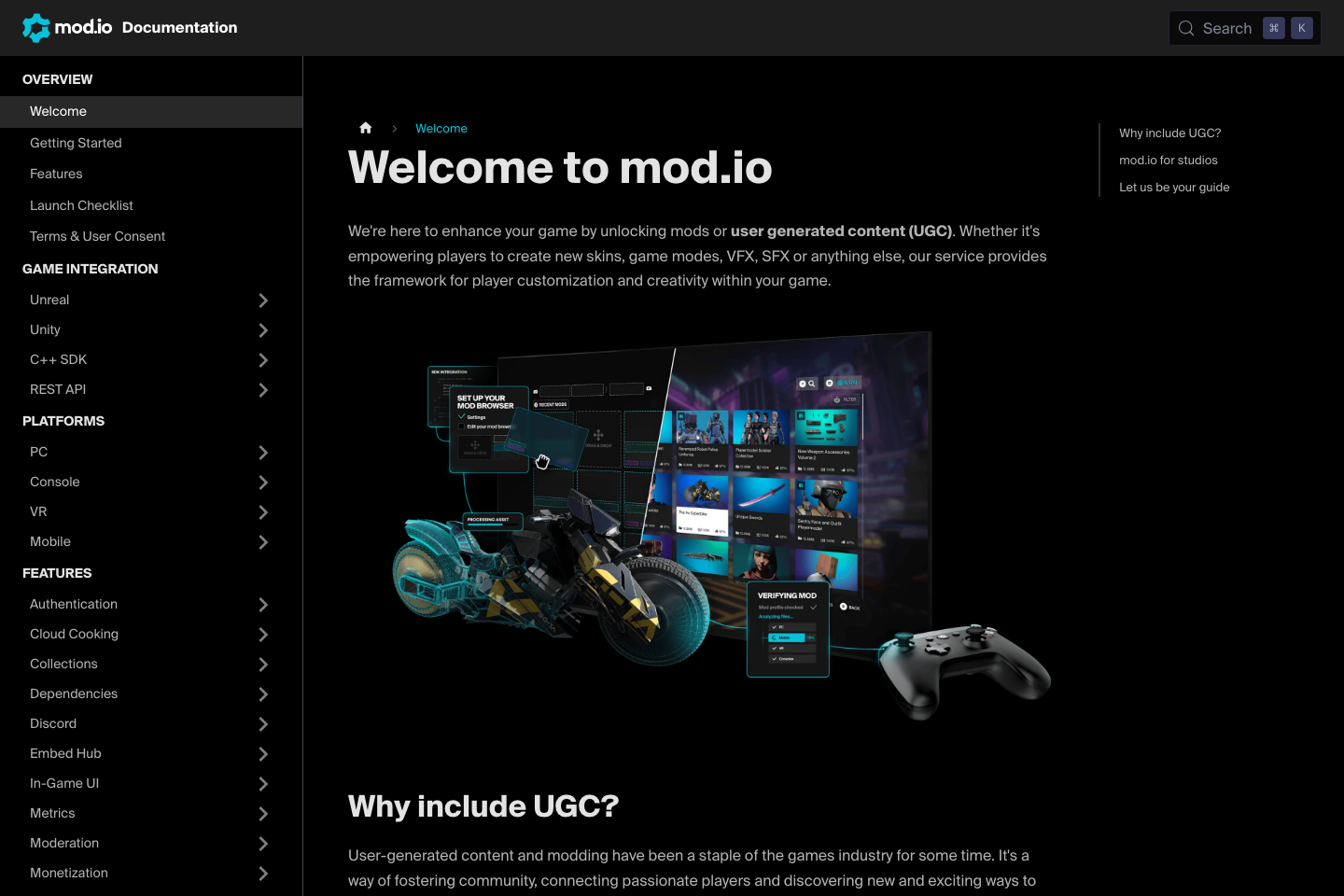 mod.io documentation page