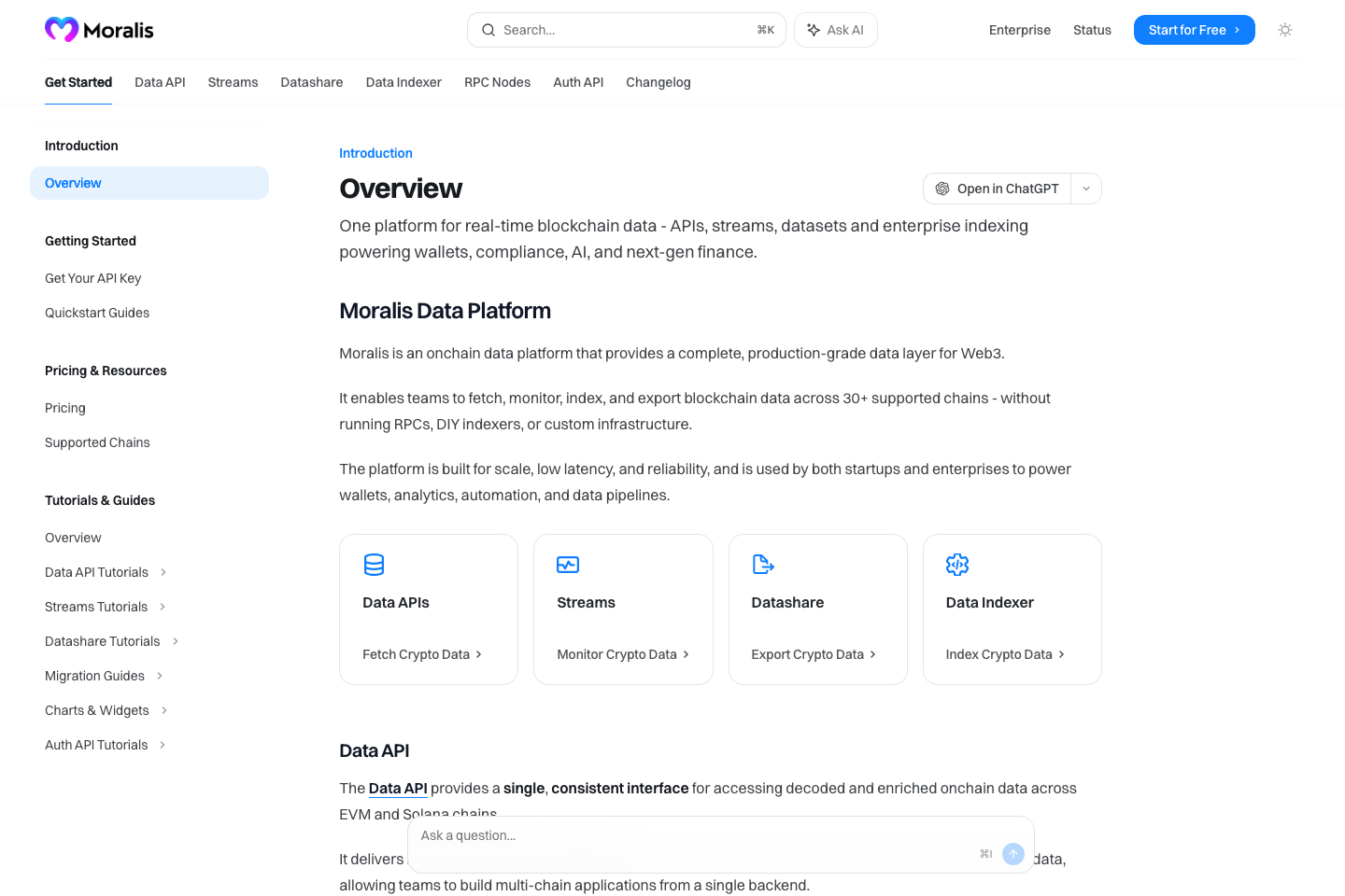 Moralis documentation page