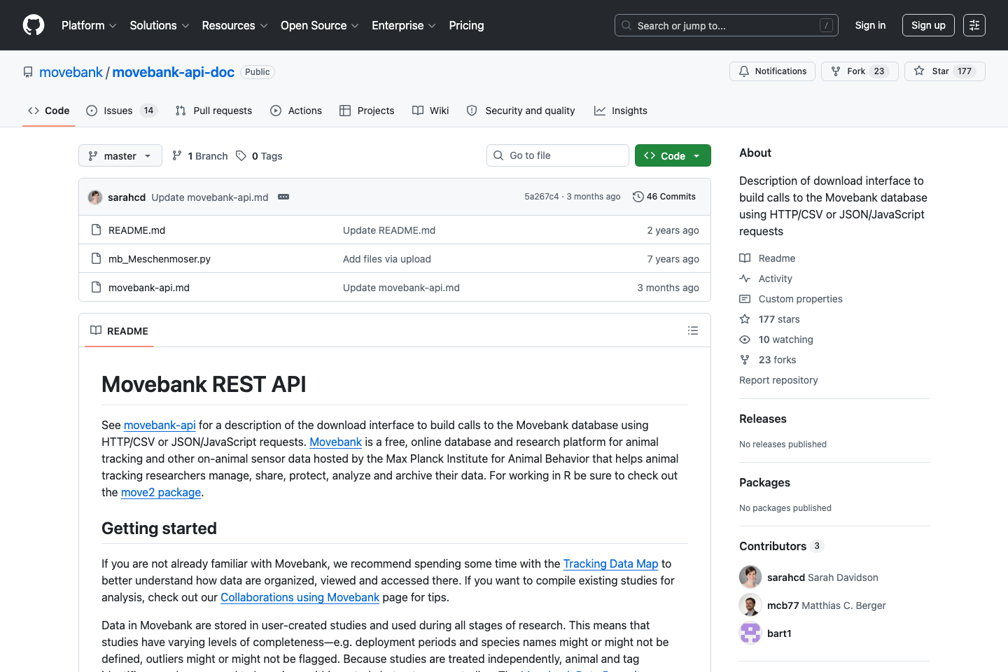 Movebank documentation page