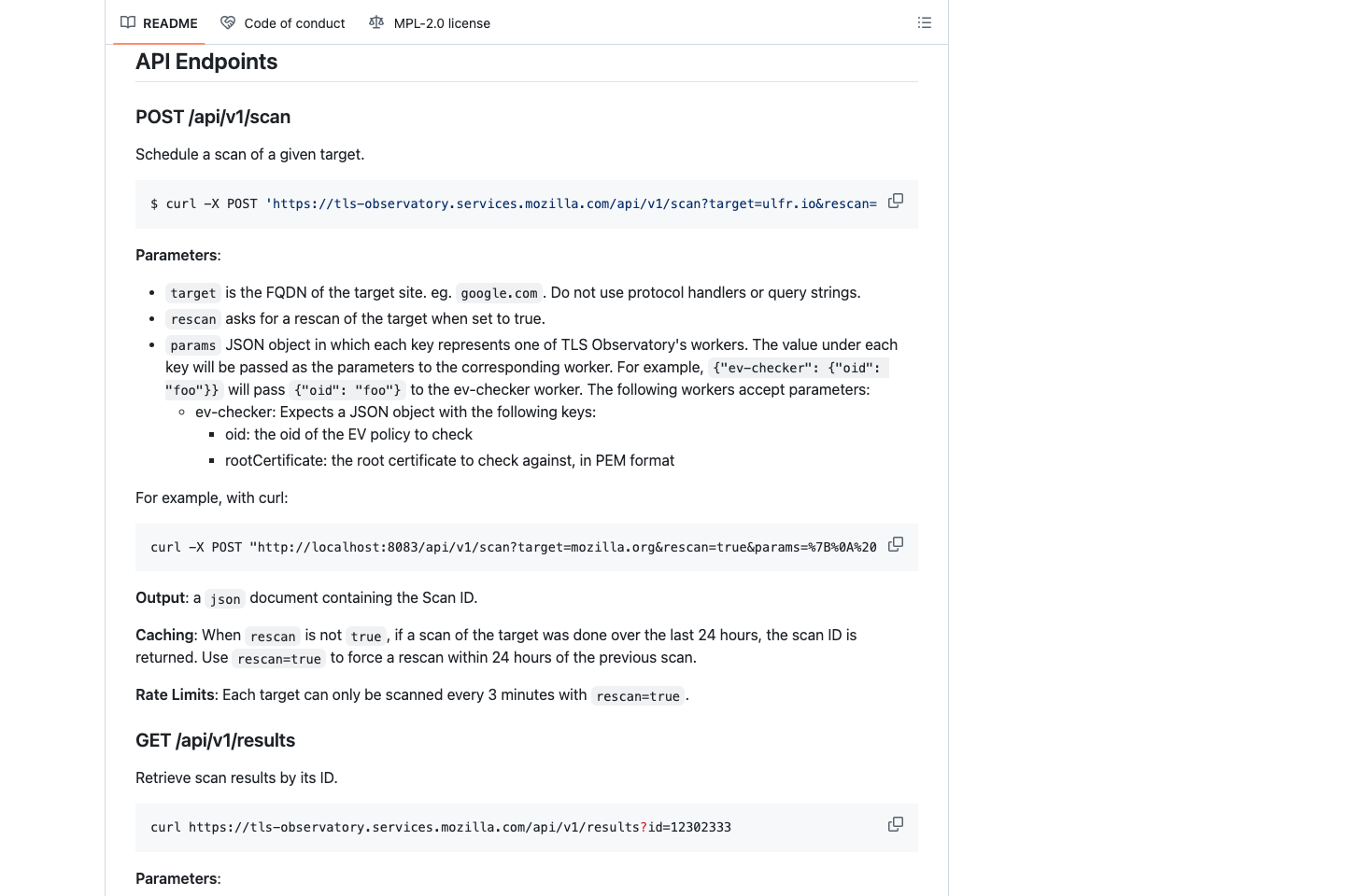 Mozilla tls scanner documentation page