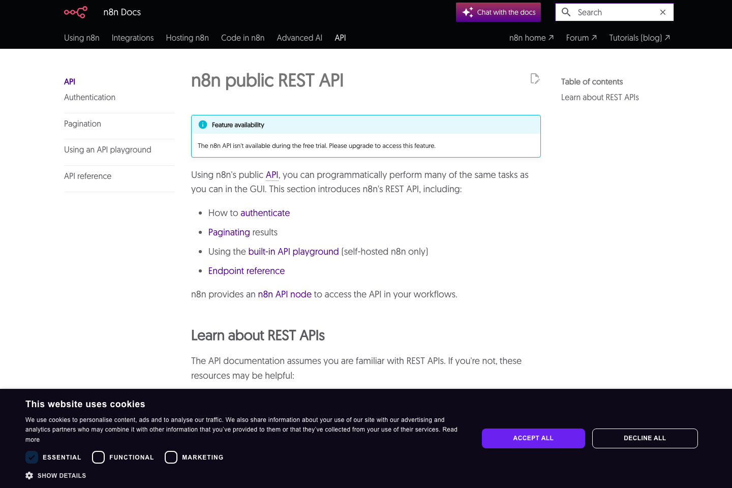 n8n documentation page