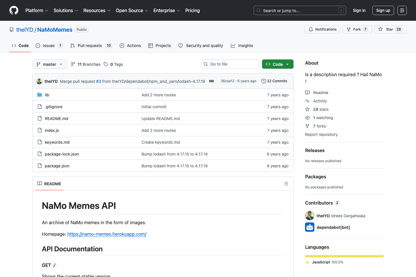 NaMoMemes documentation page