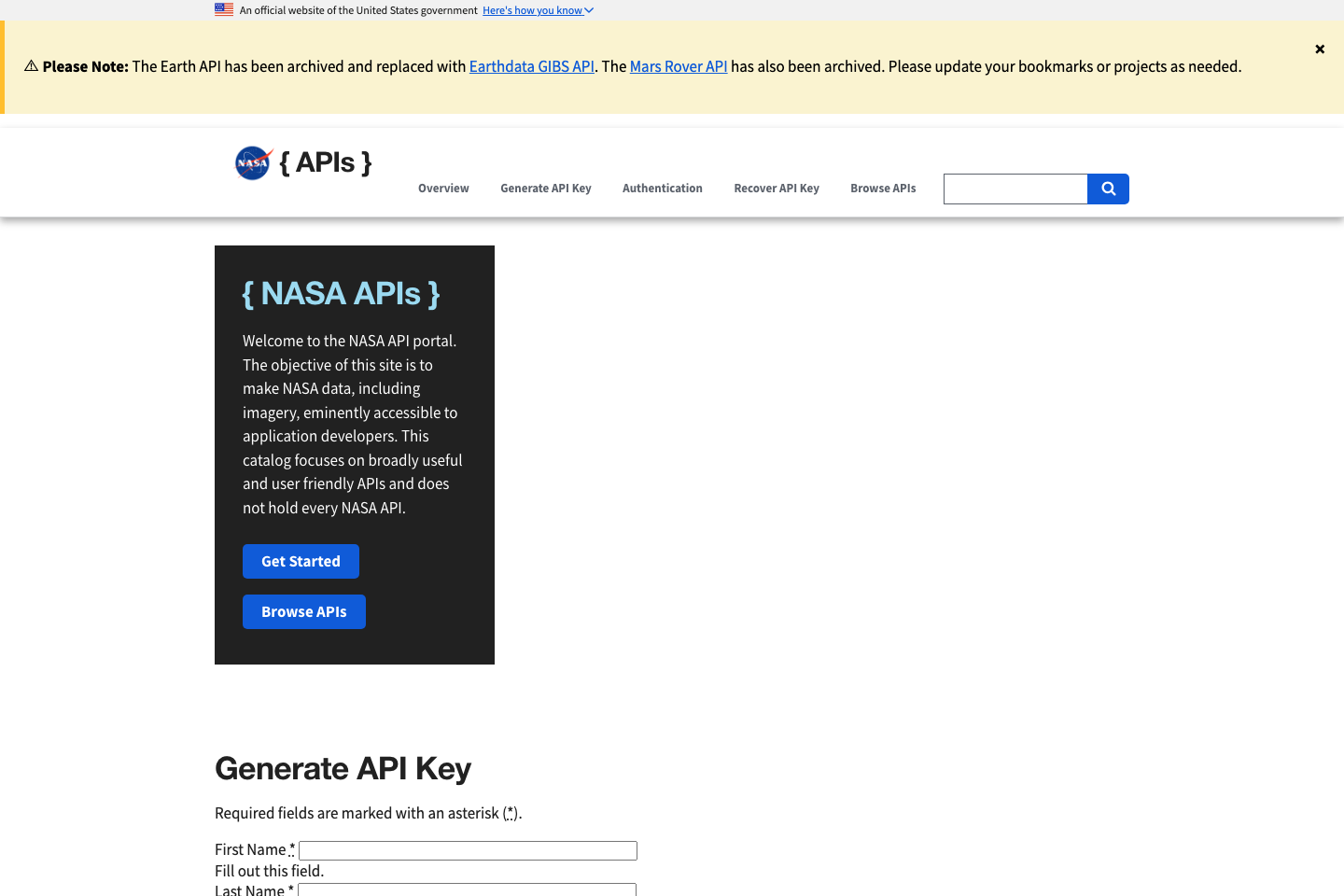 NASA documentation page