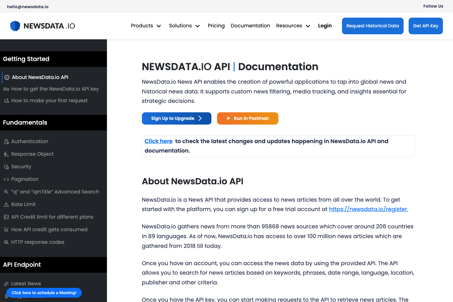 NewsData documentation page