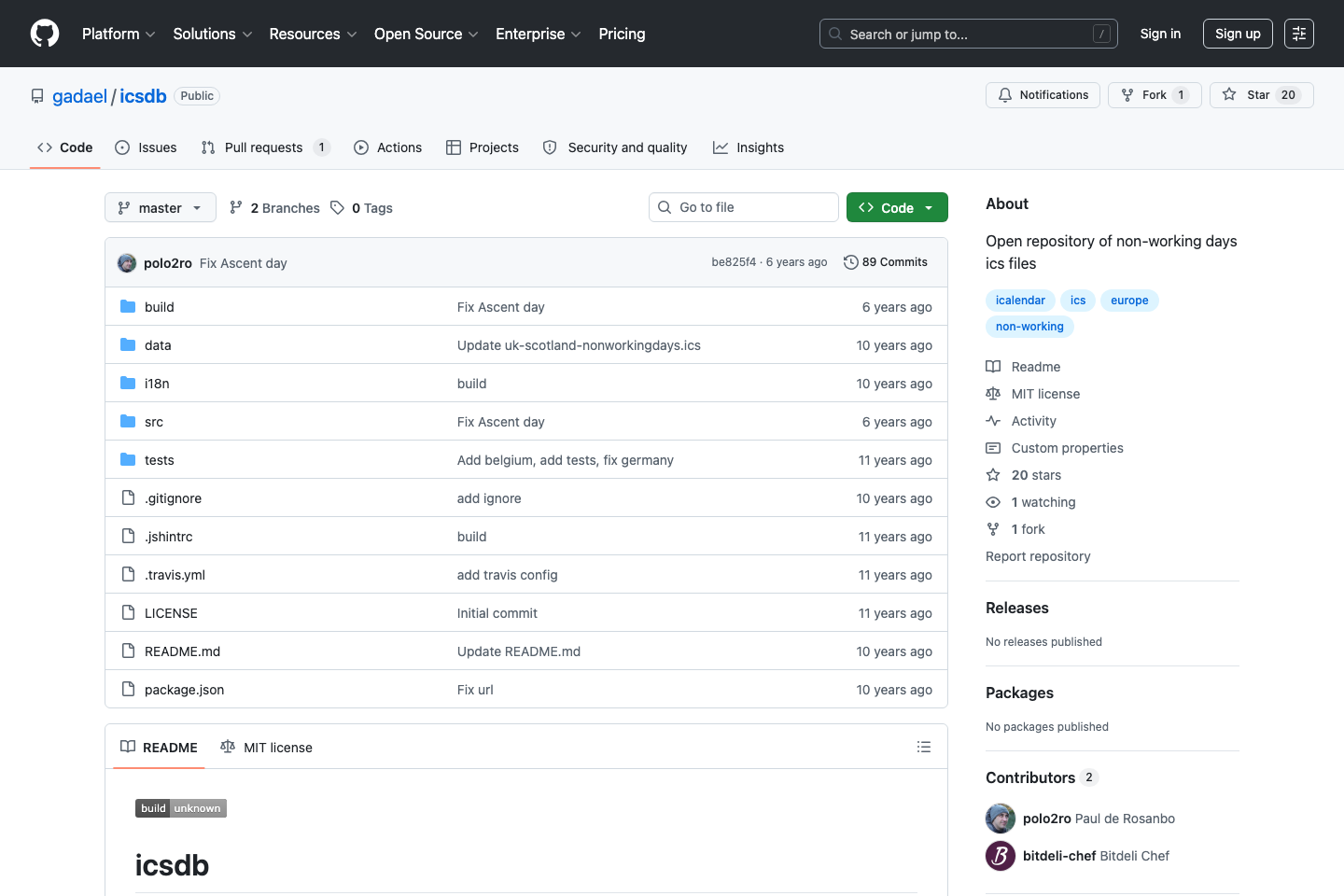 Non-Working Days ICS documentation page