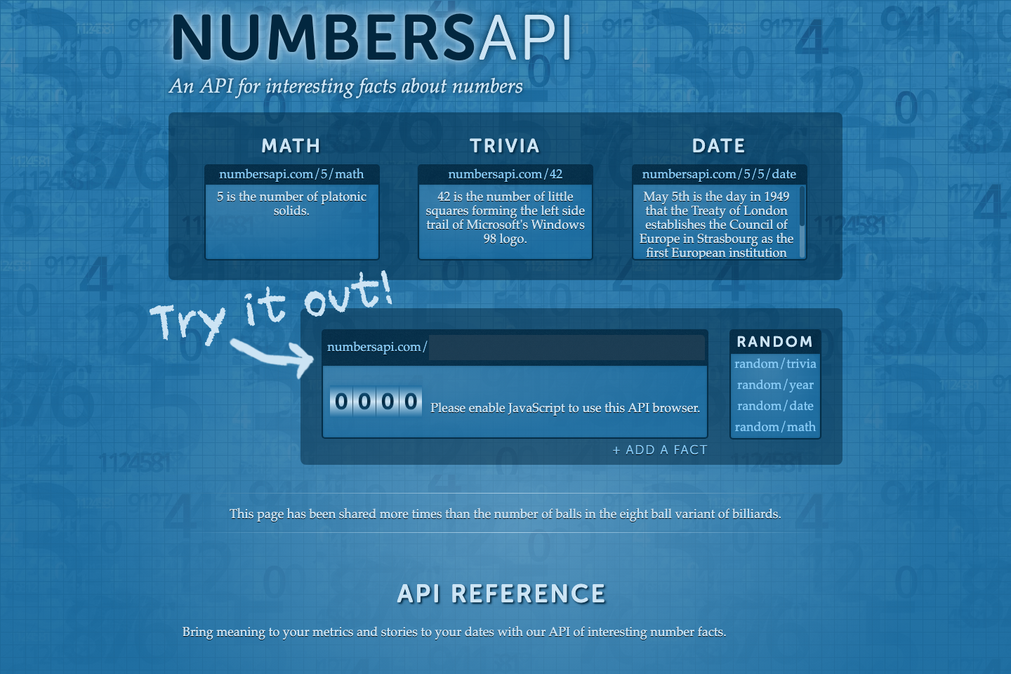 Numbers documentation page