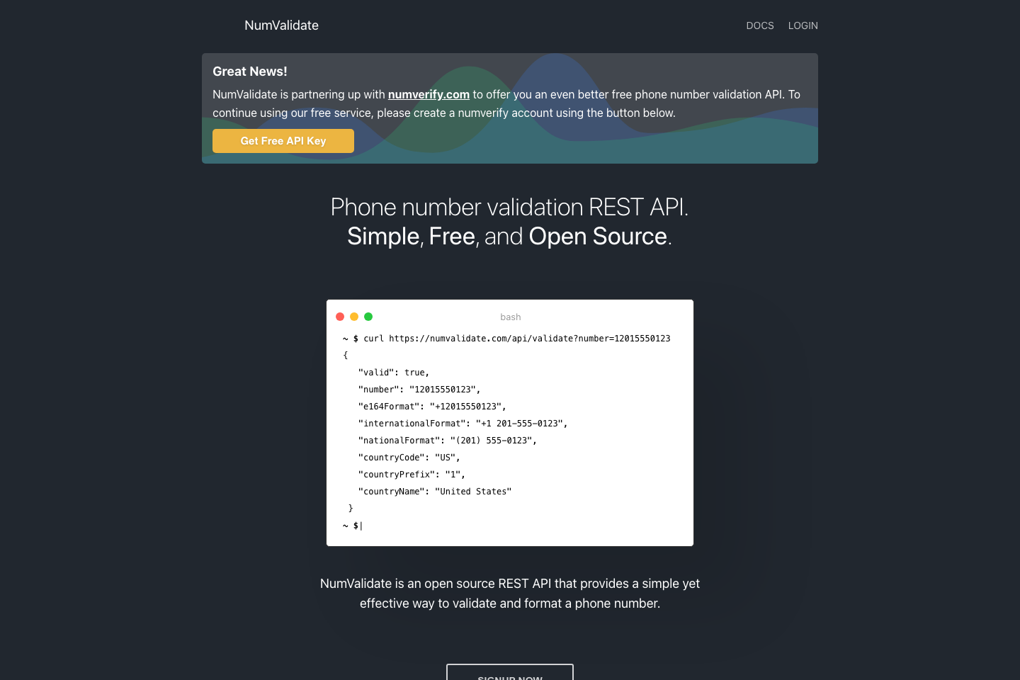 NumValidate documentation page
