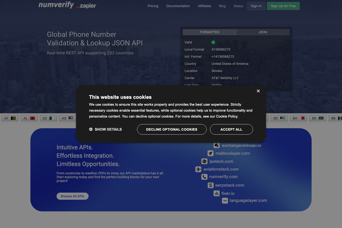 numverify documentation page