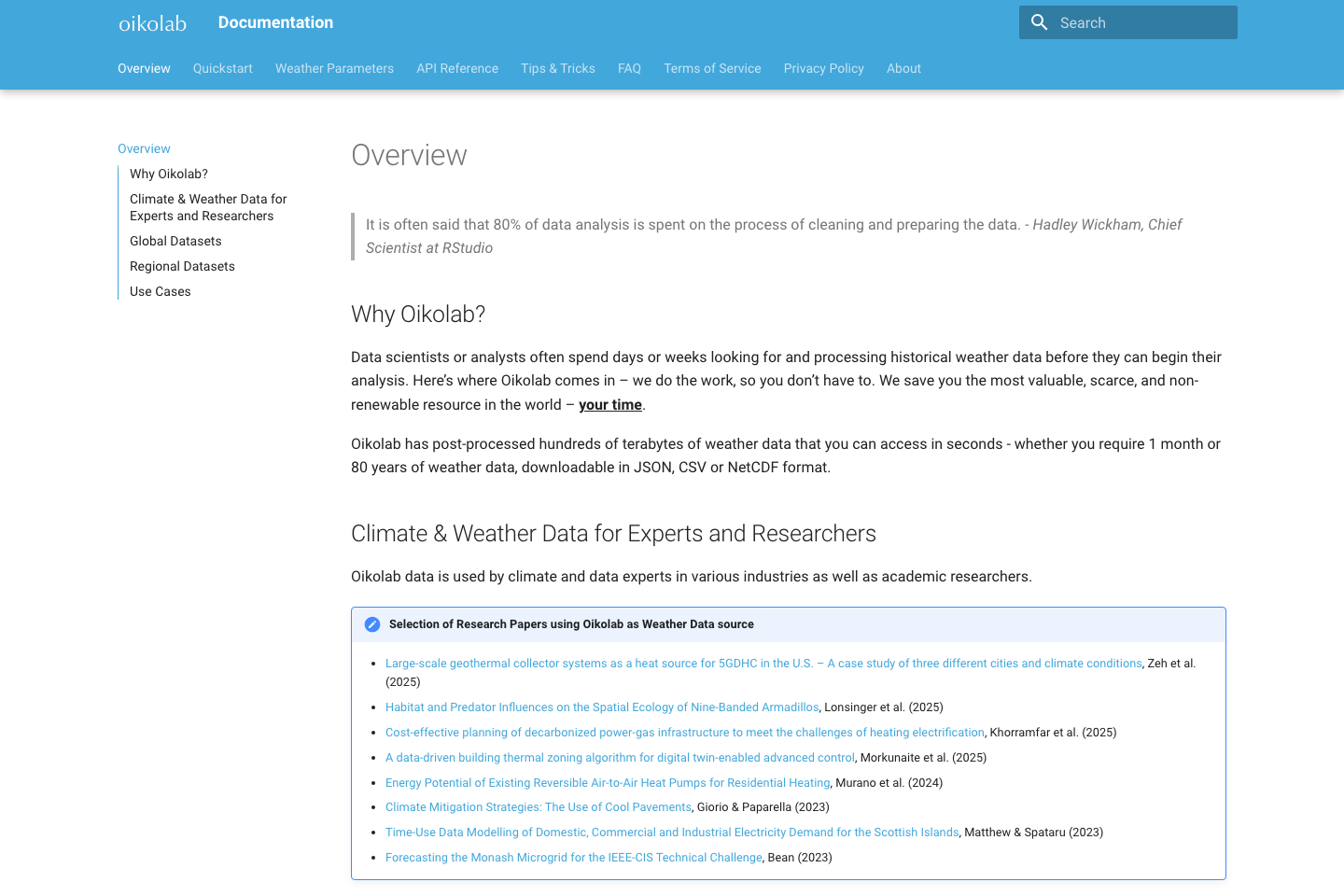 Oikolab documentation page