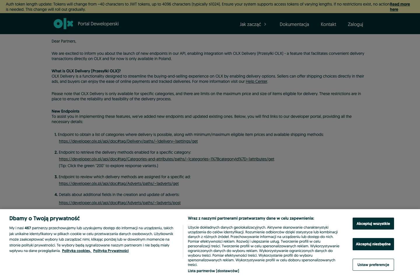 OLX Poland documentation page