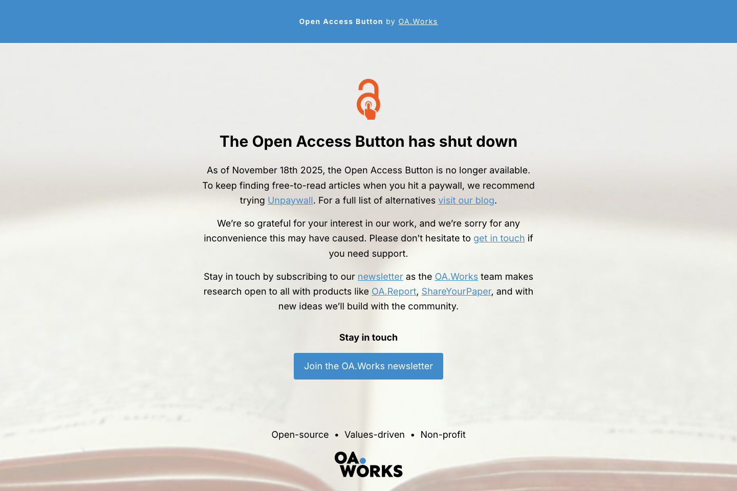 Open Access Button documentation page