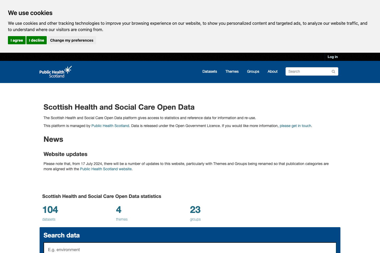 Open Data NHS Scotland documentation page